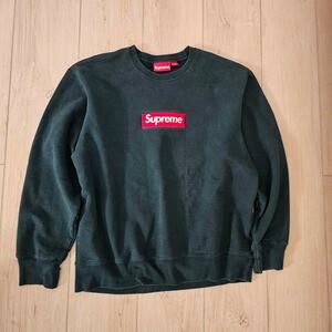 Green Supreme Box Logo Crewneck Sweatshirt